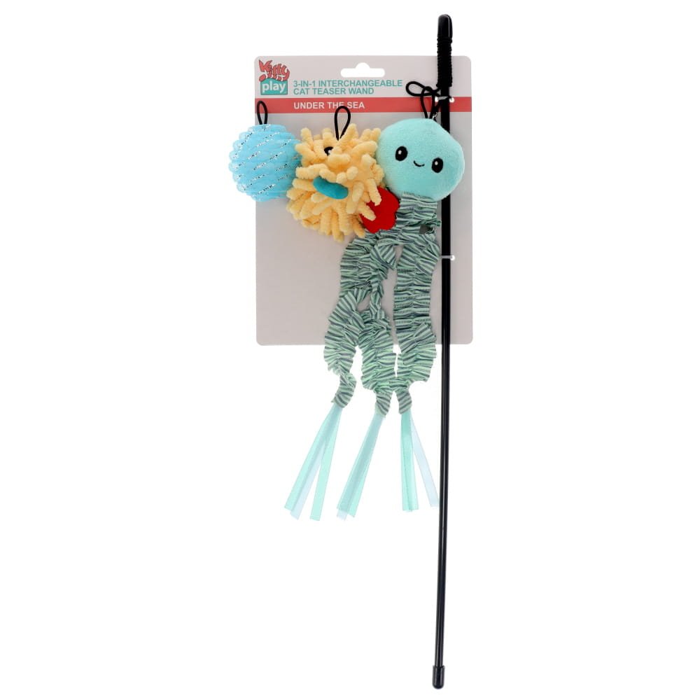 Kitty Play 3-in-1 Interchangeable Cat Teaser Wand Under The Sea