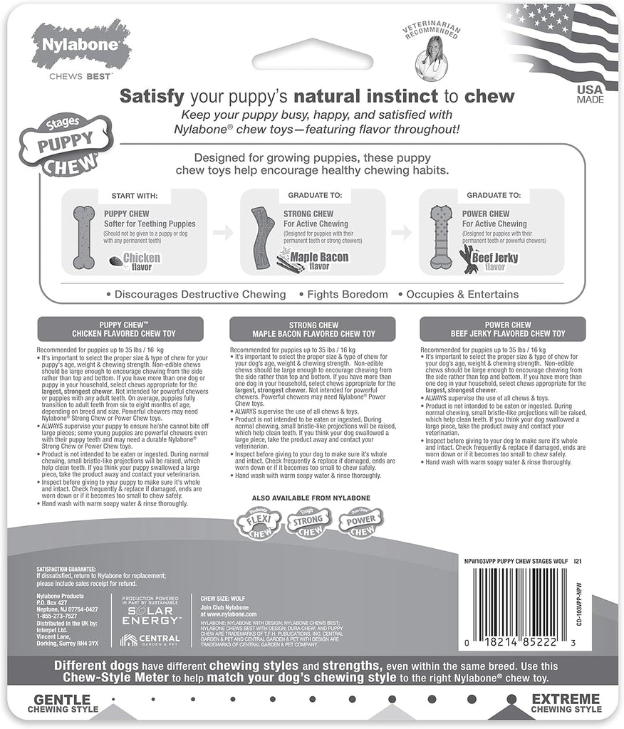 Nylabone Puppy Triple Stages Pack Wolf Chicken/Bacon/Beef
