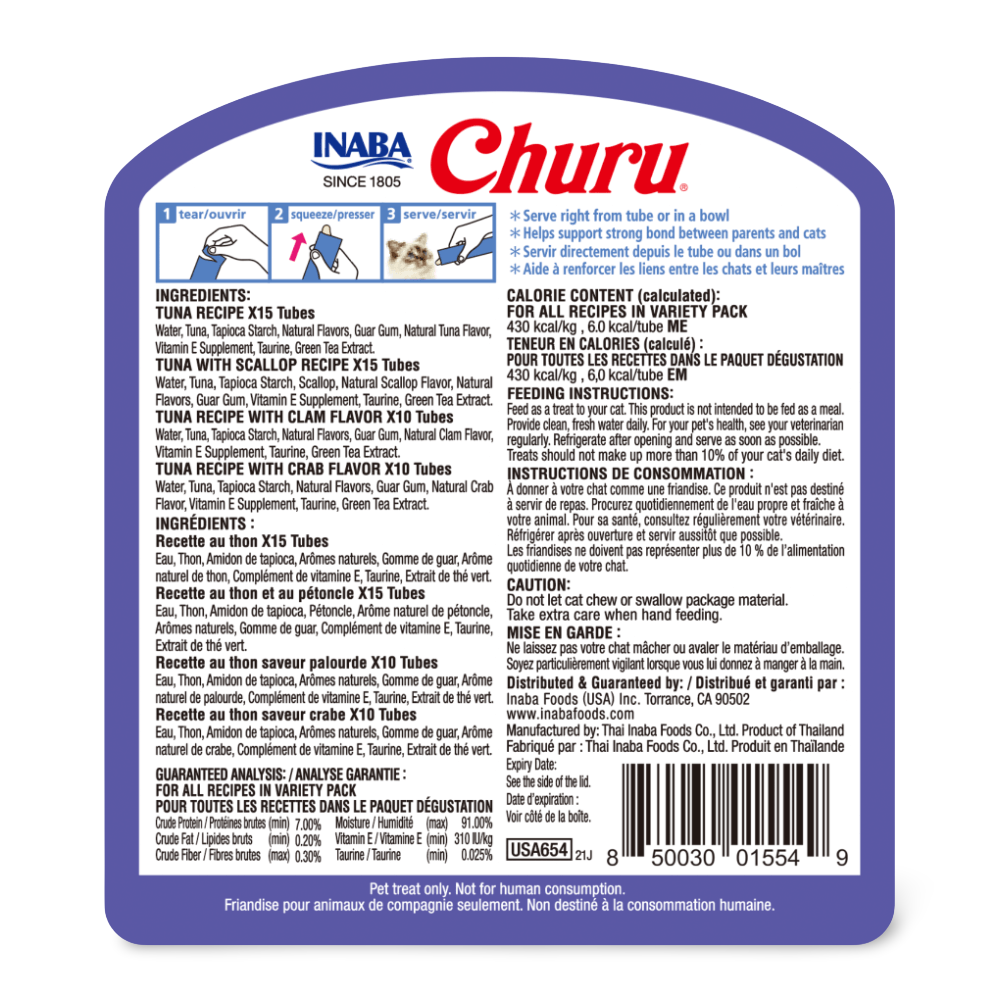 Inaba Cat Churu Puree Tuna Seafood Varieties Tub