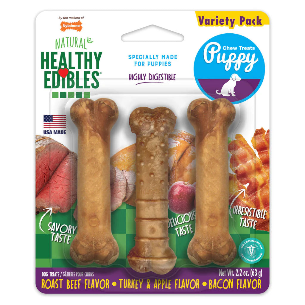 Nylabone Puppy Edibles Variety Pack 3 Pack Petite