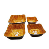 Upmarket Pets & Aquarium | Square Food and Water Bowl - Orange White Paw | Shop pet bowls online