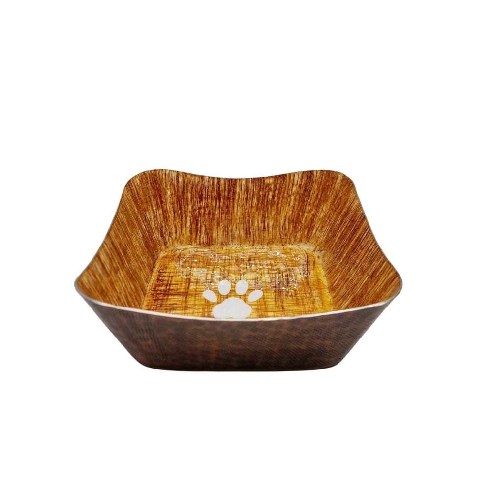 Upmarket Pets & Aquarium | Square Food and Water Bowl - Orange White Paw | Shop pet bowls online