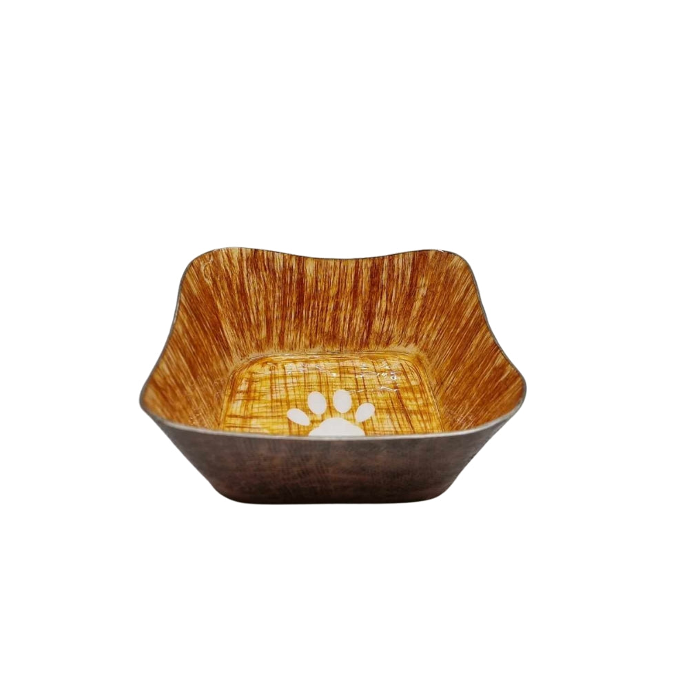 Upmarket Pets & Aquarium | Square Food and Water Bowl - Orange White Paw | Shop pet bowls online