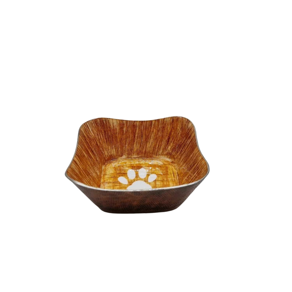 Upmarket Pets & Aquarium | Square Food and Water Bowl - Orange White Paw | Shop pet bowls online