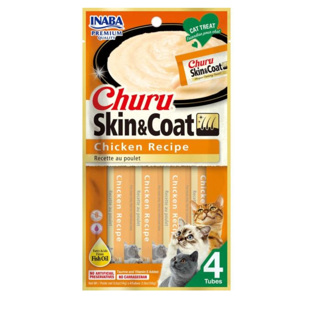 Upmarket Pets & Aquarium | INABA CAT CHURU PUREE SKIN & COAT CHICKEN | Shop cat treats online