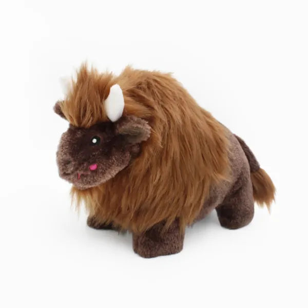 Zippy Paws - Wooliez Plush Squeaker Dog Toy Billie the Bison