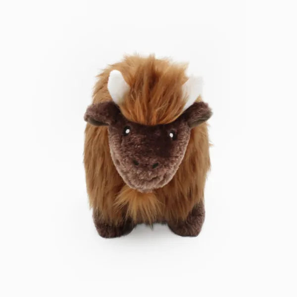 Zippy Paws - Wooliez Plush Squeaker Dog Toy Billie the Bison