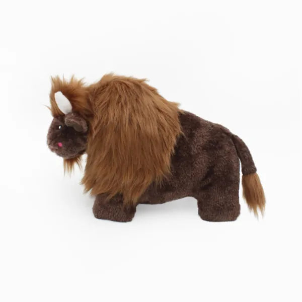 Zippy Paws - Wooliez Plush Squeaker Dog Toy Billie the Bison