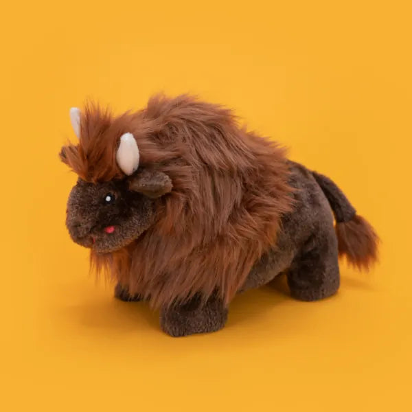 Zippy Paws - Wooliez Plush Squeaker Dog Toy Billie the Bison