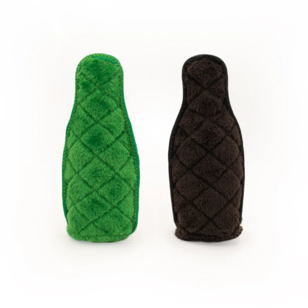 Zippy Paws Z-Stitch Happy Hour Crusherz Squeaker Dog Toy - Lager & Stout 2-pack