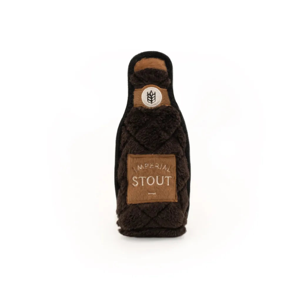 Zippy Paws Z-Stitch Happy Hour Crusherz Squeaker Dog Toy - Lager & Stout 2-pack