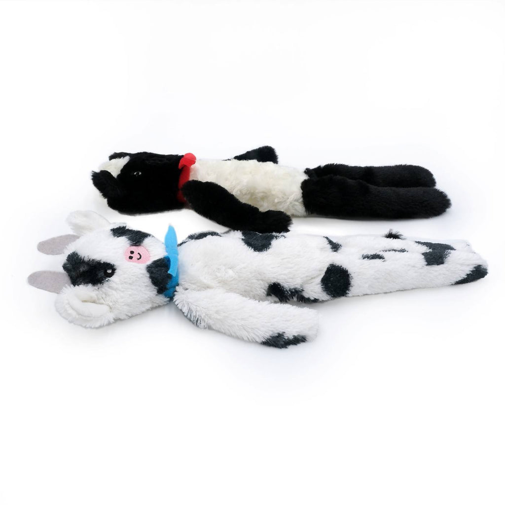 Zippy Paws Fluffy Peltz Plush Squeaker Dog Toy - Sheep & Cow 2- Pack
