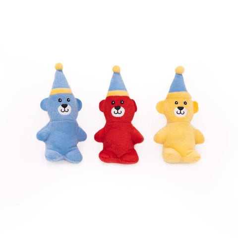 Upmarket Pets & Aquarium | Zippy Paws Miniz Squeaker Dog Toys - 3-Pack - Birthday Bears | Shop dog toys online