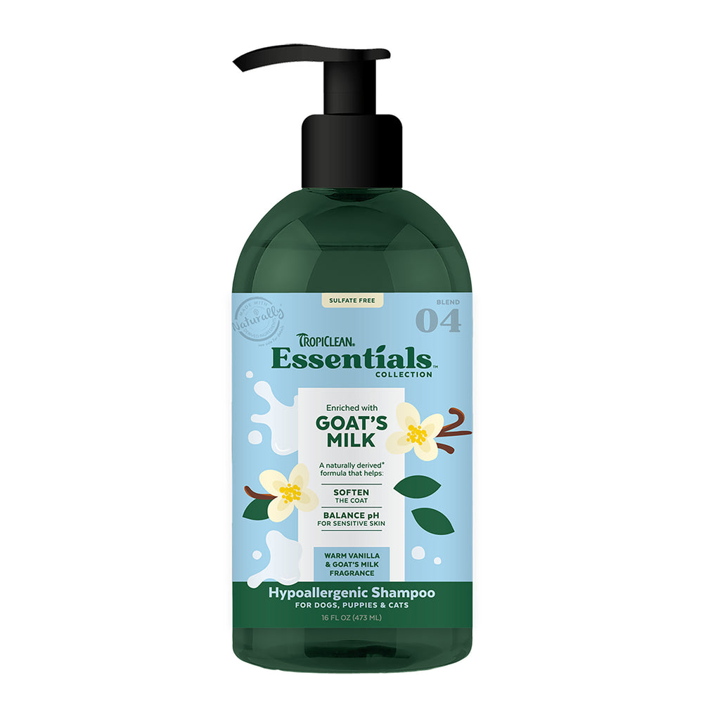 Upmarket Pets & Aquarium | TropiClean Essentials Goat's Milk Shampoo 473mL | Shop Pet supplies online