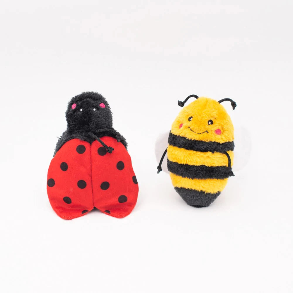 Zippy Paws Crinkle Bee and Ladybug Crinkle Squeaker Dog Toys Duo Pack