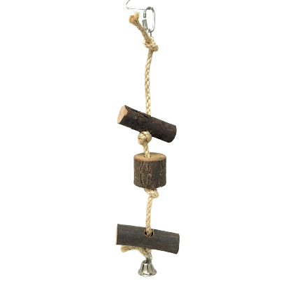 Env Pets Natural Bird Toy Wood Rope Bell