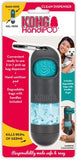 KONG HandiPOD Clean Dispenser packaging showing the product with a blue cap and black body, alongside images of a dog and a child using the product.