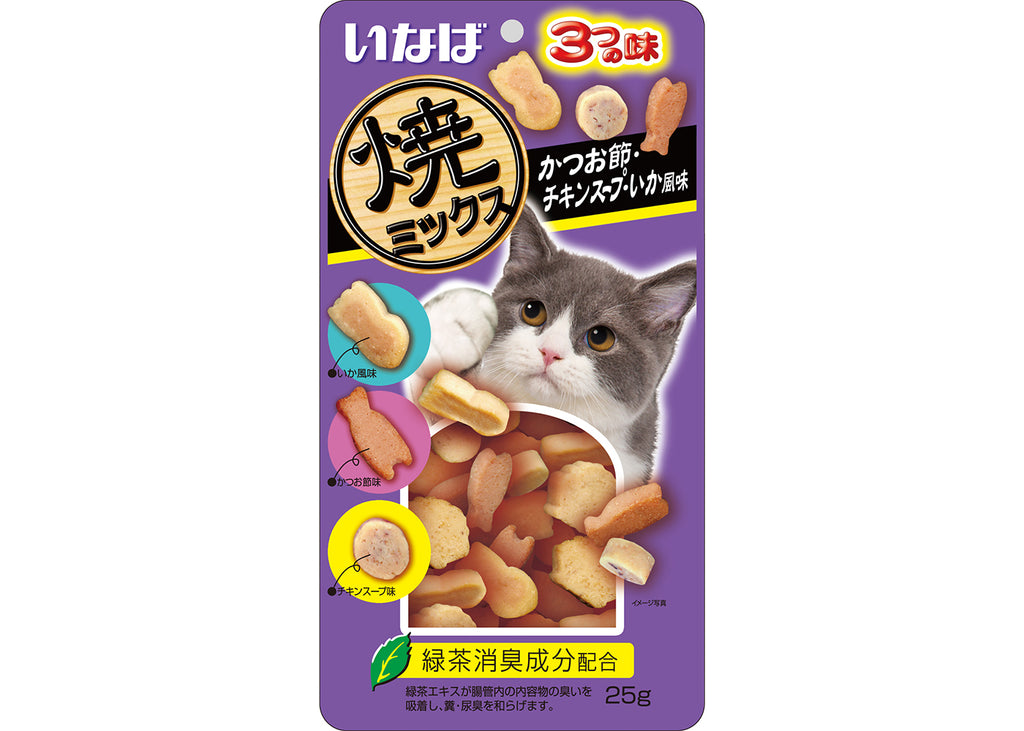 Inaba Juicy Bits Tuna and Chicken Fillet Mix - Dried Bonito/Chicken Soup/Squid (QSC-122)