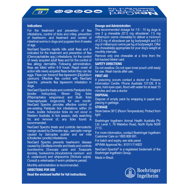 NexGard Spectra 7.6 - 15kg Green