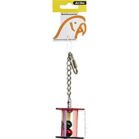 Avi One Bird Toy Acrylic Triangular Prism W Bell Balls
