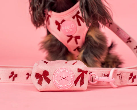 Pablo & Co Poop Bag Holder Velvet Blush Bows