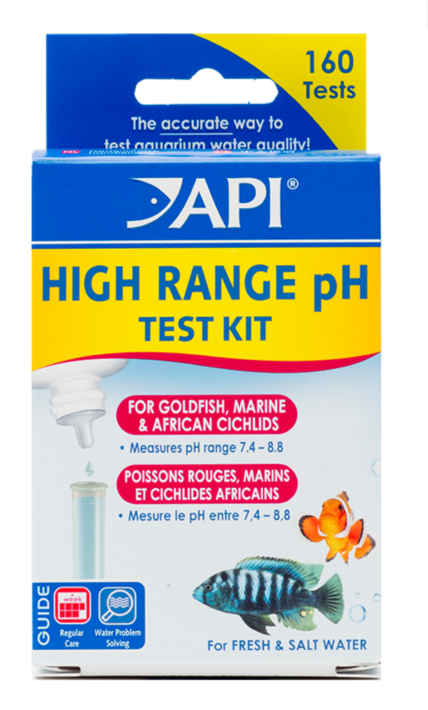 API High Range pH Test Kit box for marine, African cichlid and goldfish aquariums with 160 tests