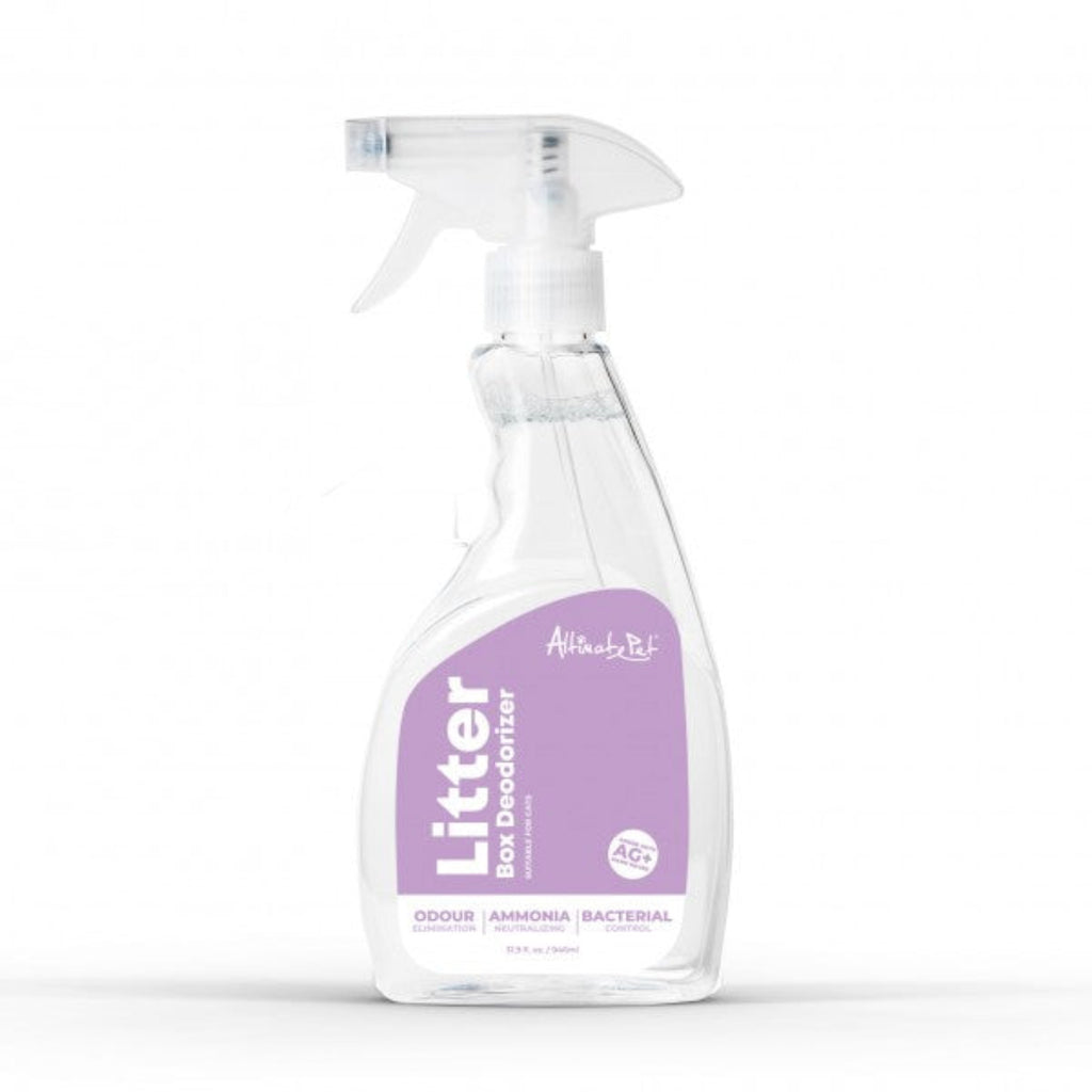 Altimate Pet Litter Box Deodorizer for cats in a 946ml purple and white trigger spray bottle