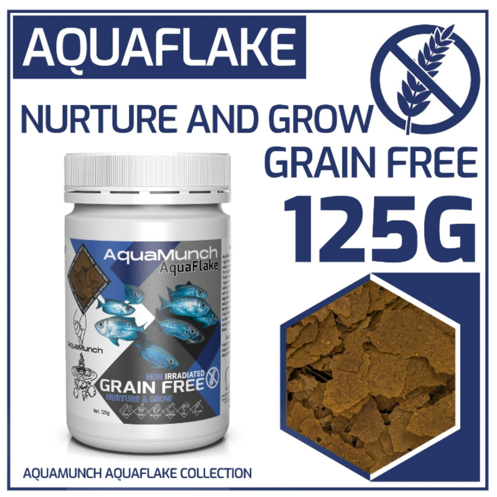 AquaMunch AquaFlake Nurture & Grow fry and juvenile fish food flakes 125g