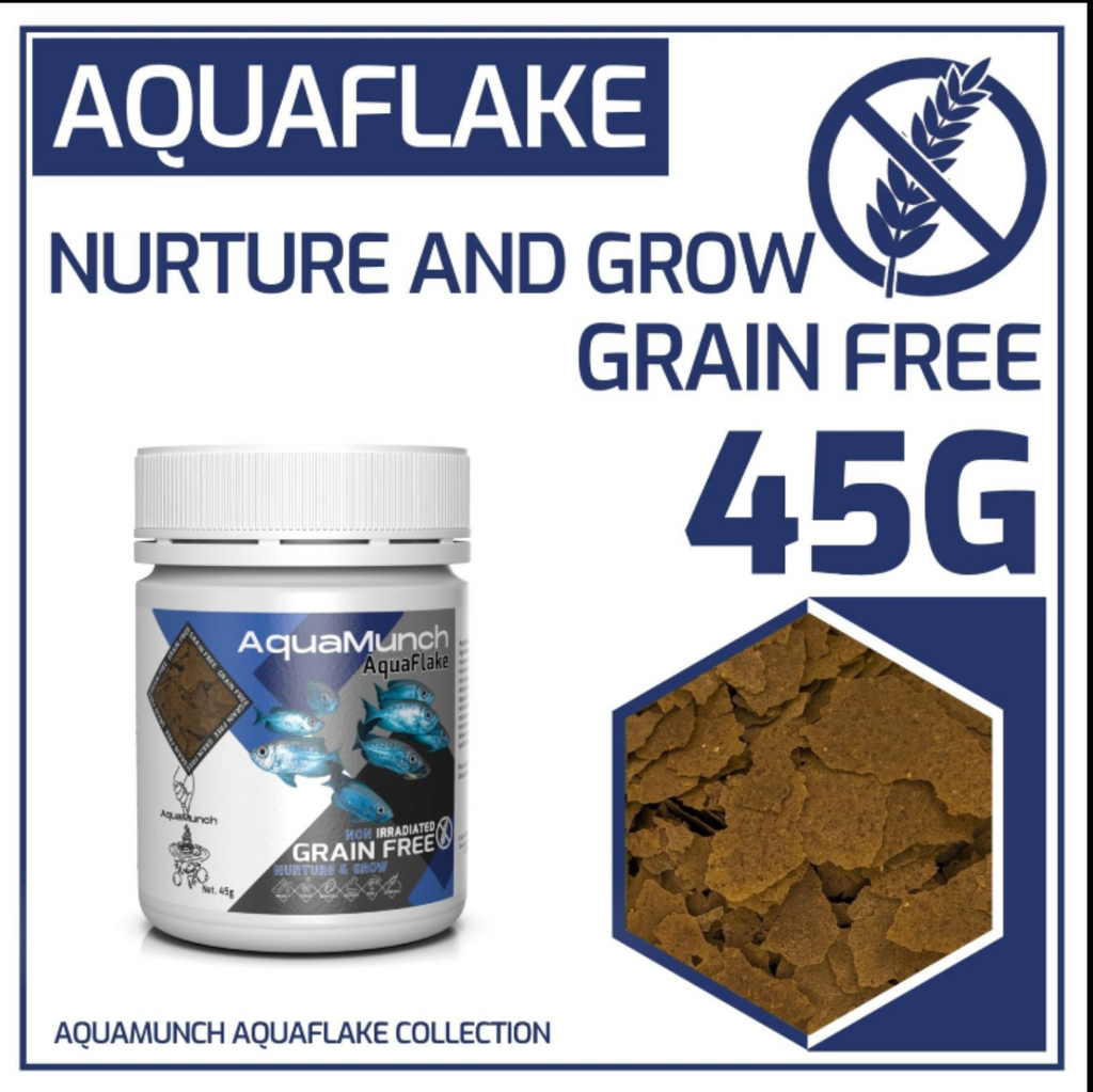 AquaMunch AquaFlake Nurture & Grow fry and juvenile fish food flakes 45g