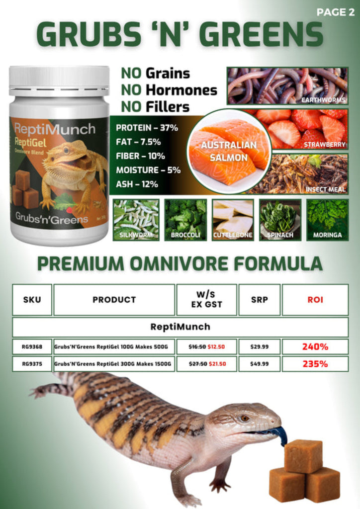 AquaMunch ReptiGel Bugs’n’Grubs 100g reptile gel food for insect-eating reptiles