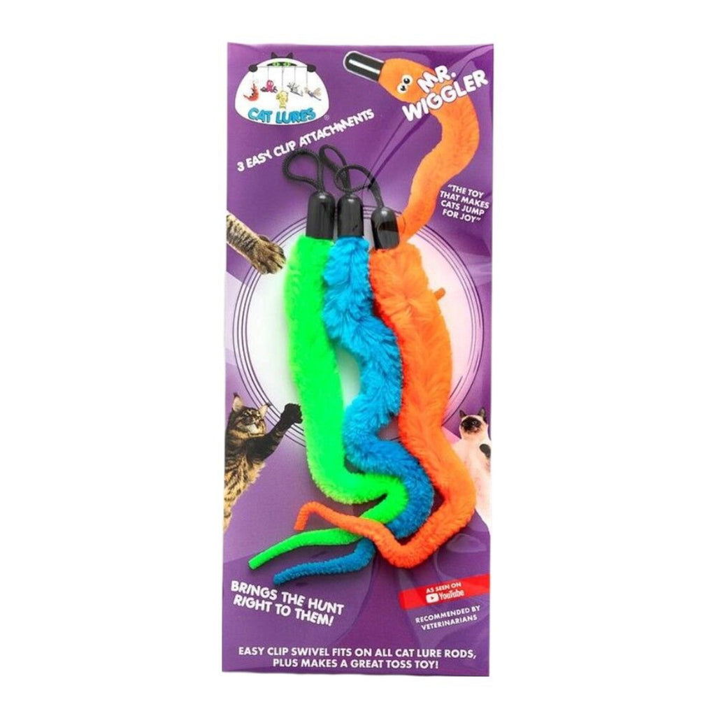 CAT LURES Mr. Wiggler replacement cat toy lures 3 pack with easy clip attachments