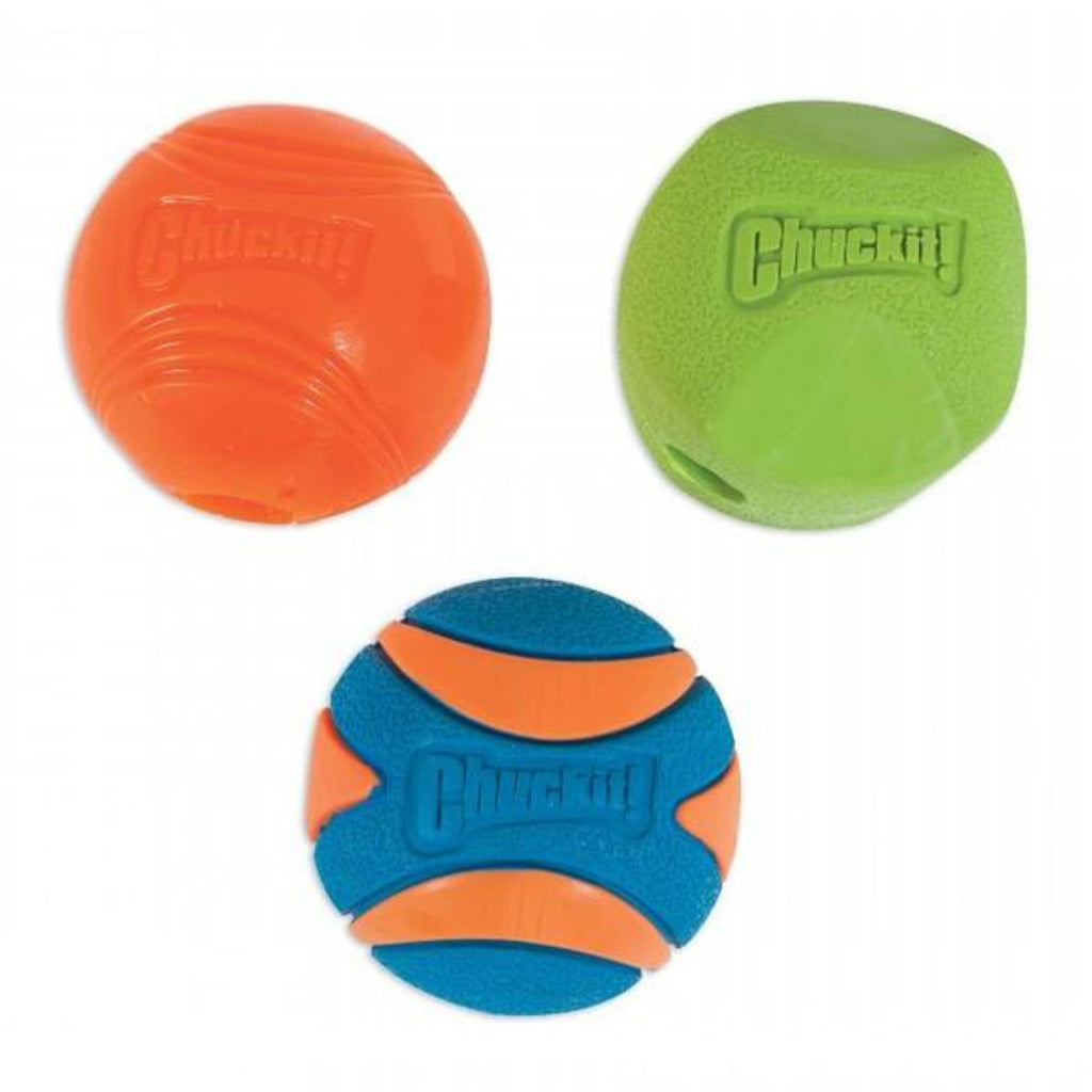 Chuckit! Fetch Medley 3 pack medium dog balls, Ultra Squeaker, Strato and Erratic balls