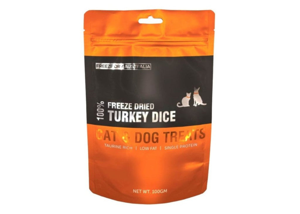 Freeze Dry Australia Freeze Dried Turkey Dice cat and dog treats 100g