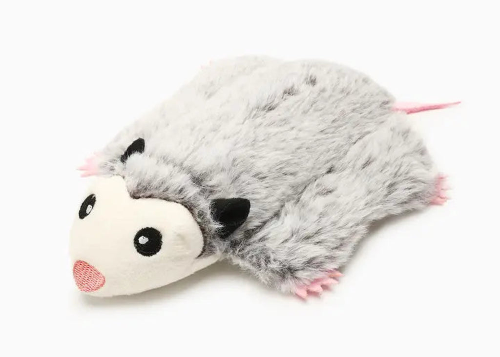 HugSmart Pet Flattie Animals Opossum large plush squeaky dog toy with minimal stuffing and puncture-proof squeaker