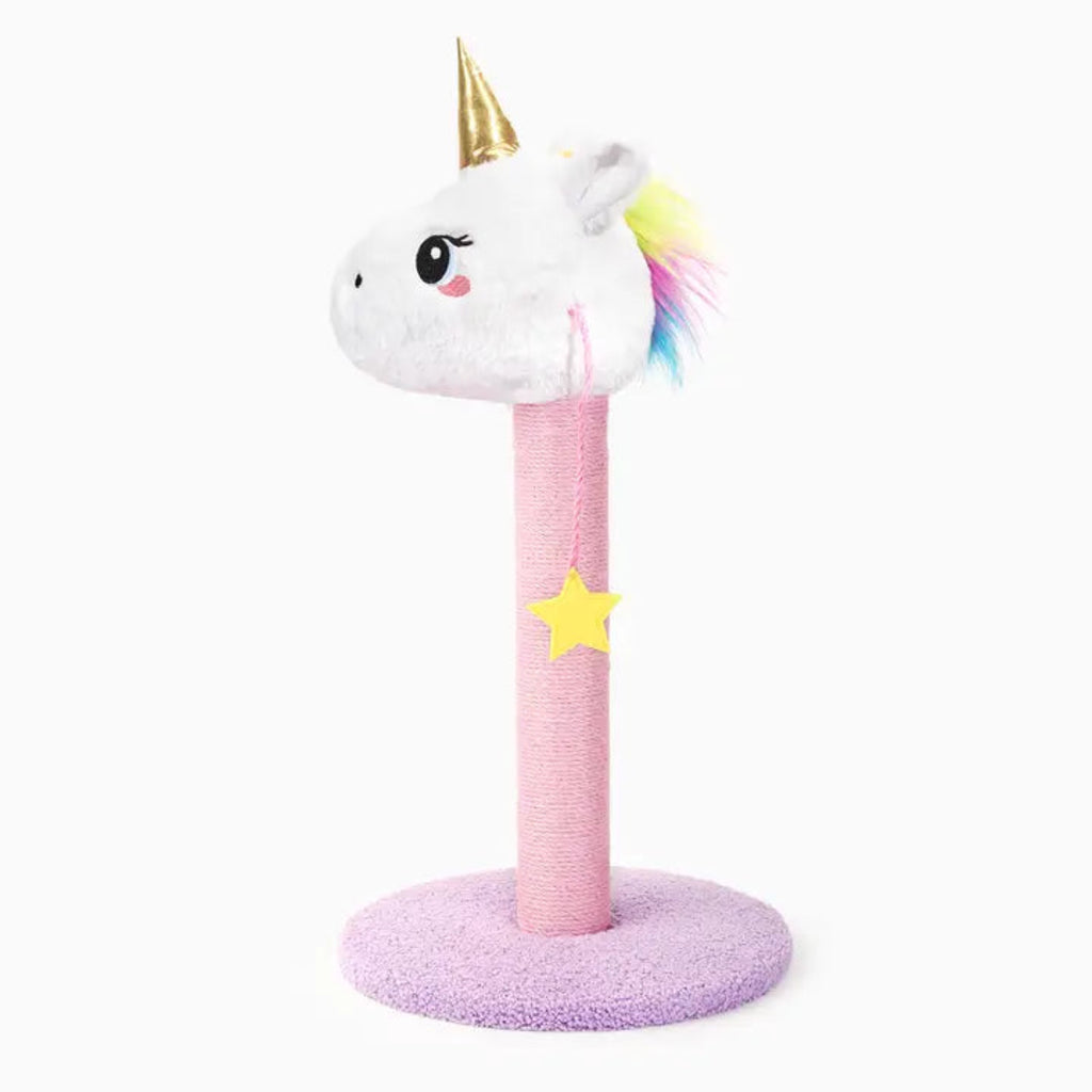 HugSmart Pet Unicorn cat scratching post with natural sisal and plush unicorn topper – 25 inch cat scratcher