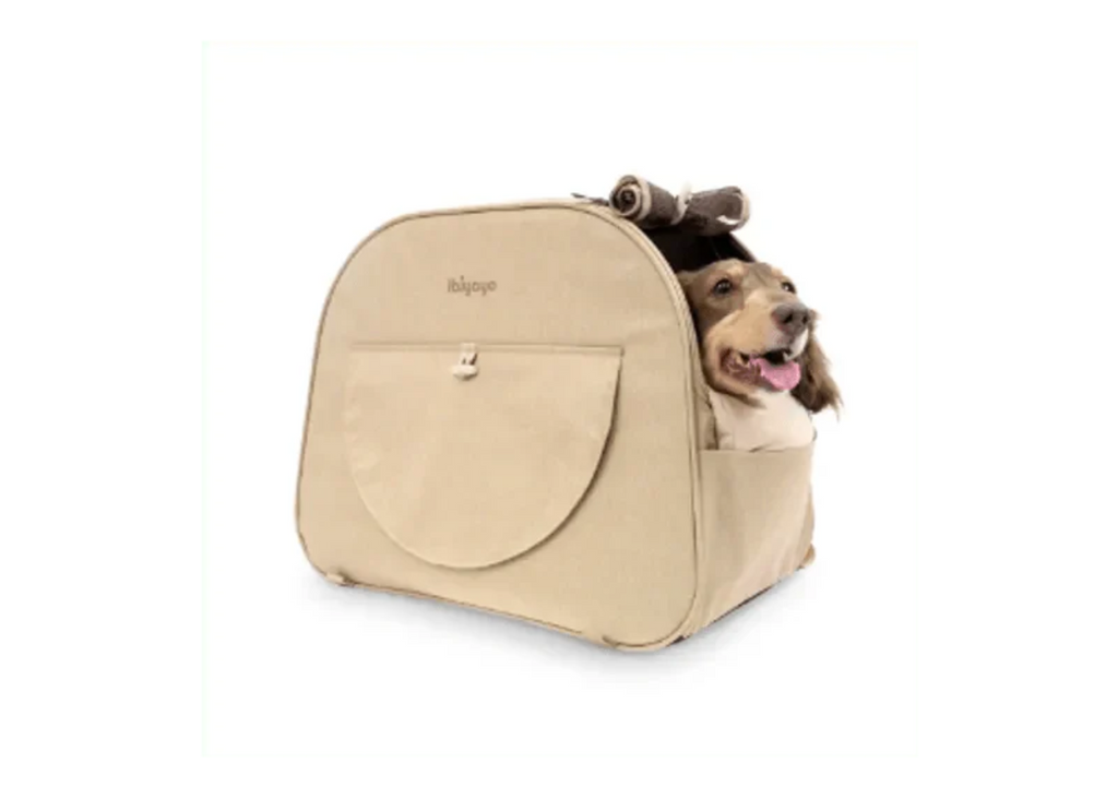 Ibiyaya The Loafer Pet Backpack Carrier in Macchiato Beige – horizontal dog and cat travel carrier for long-bodied pets