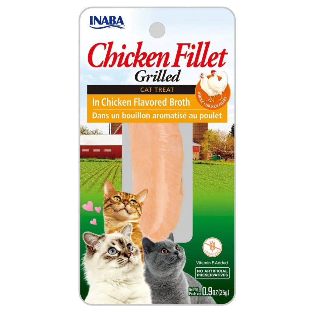 Inaba Grilled Chicken Fillet in Chicken Broth cat treat 25g – hand-cut farm-raised grain-free high moisture lightly grilled chicken fillet treat for cats