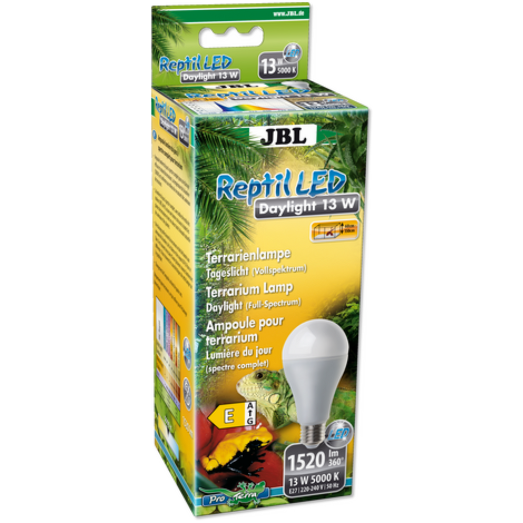 JBL ReptiBlue LED daylight globe 13W 40W equivalent – E27 5000K full-spectrum terrarium lamp for plant growth and reptile colours