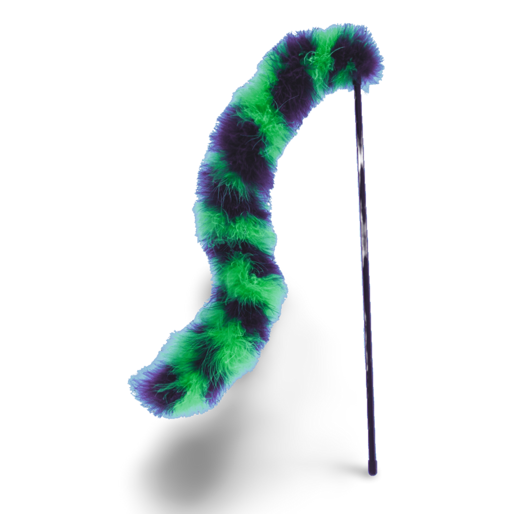 KONG Cat Active Twisted Boa Teaser wand toy CT47 assorted colours – interactive feathery boa wand toy for cats and kittens encouraging chase and hunt play