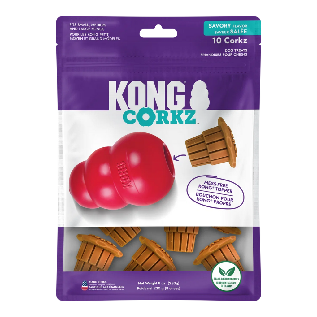 KONG Corkz treat toppers 8oz – plant-based mess-free KONG stopper treat for KONG Classic and Extreme toys cleans teeth and extends chew time