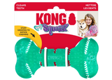 KONG Squeezz Dental Bone dog toy – flexible textured nub stuffable dental chew toy for gentle and mild chewing dogs