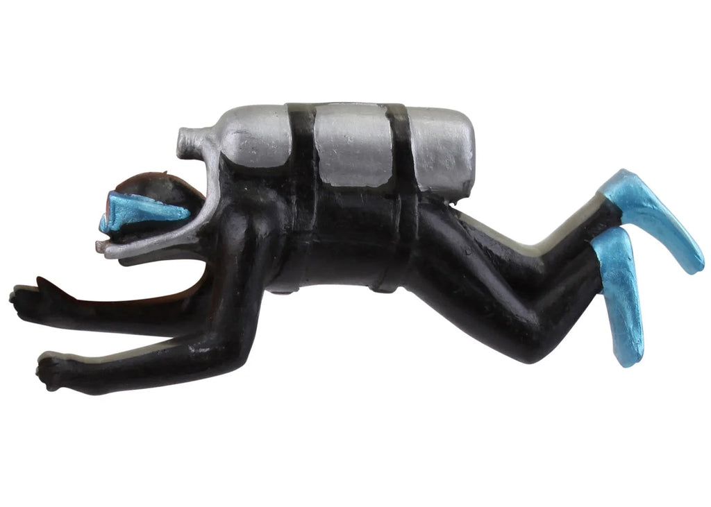 Kazoo Floating Scuba Diver Medium aquarium ornament with clear cord and suction cup for floating fish tank decoration