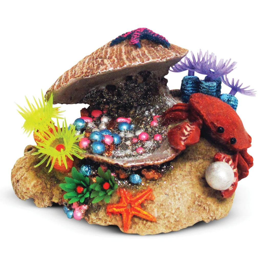 Kazoo White Clam with Soft Coral and Plants aquarium ornament for fish tank decoration