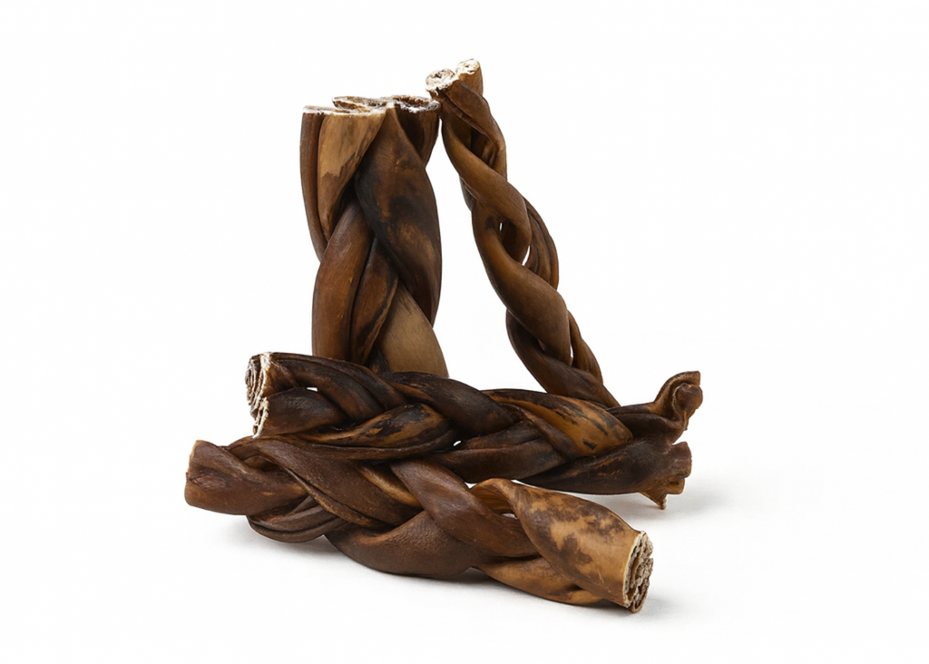 Kirby Pet Treats Braided Collagen Stick natural beef collagen dog chew single braided treat for dental health and long-lasting chewing
