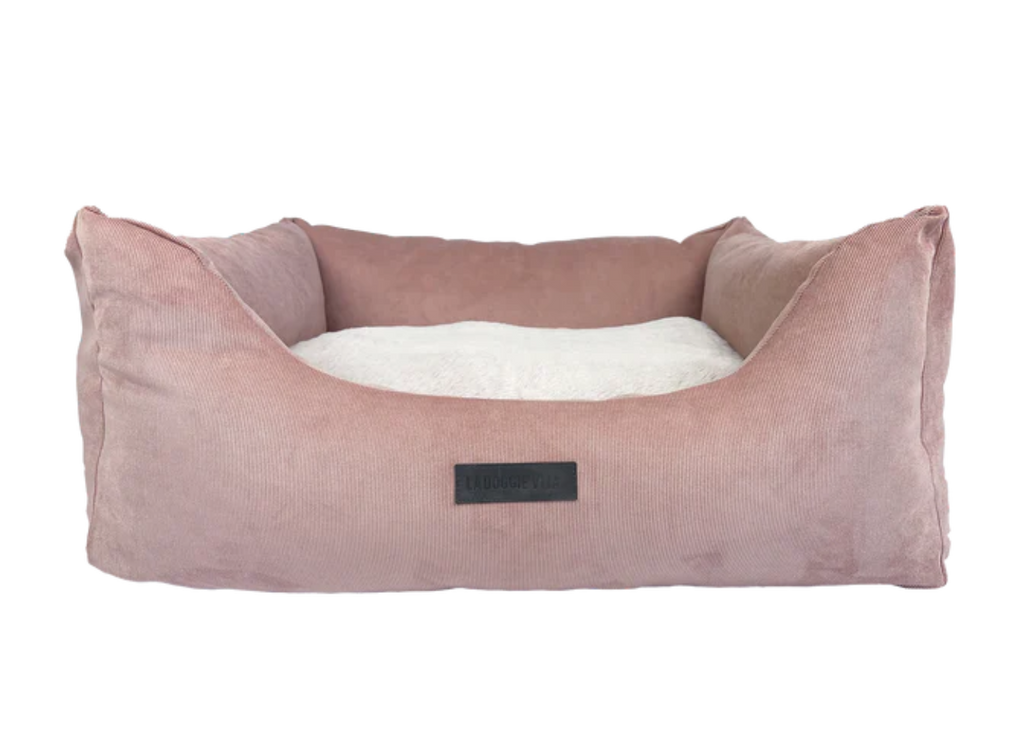 La Doggie Vita Low Front Micro Corduroy Bolster Dog Bed with removable cushion and washable covers