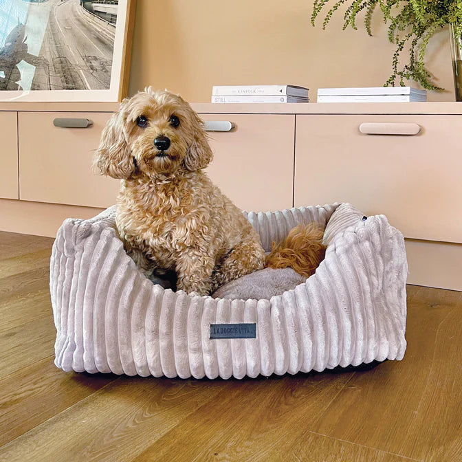 La Doggie Vita Low Front Velour Corduroy Bolster with Removeable Parts