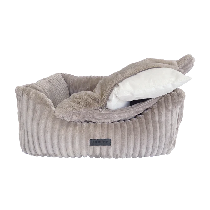 La Doggie Vita Low Front Velour Corduroy Bolster with Removeable Parts