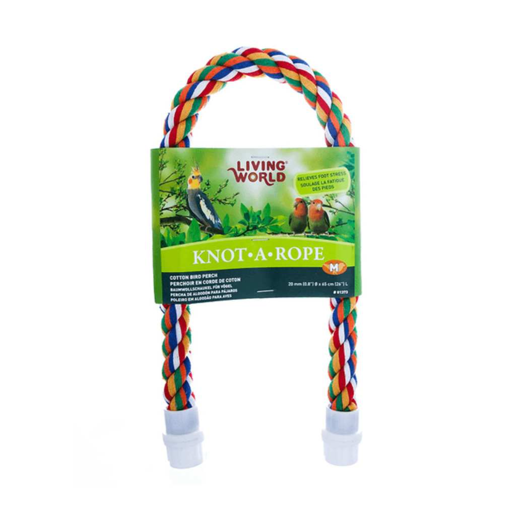 Living World Knot-a-Rope multicoloured cotton rope bird perch with banana-scented knot