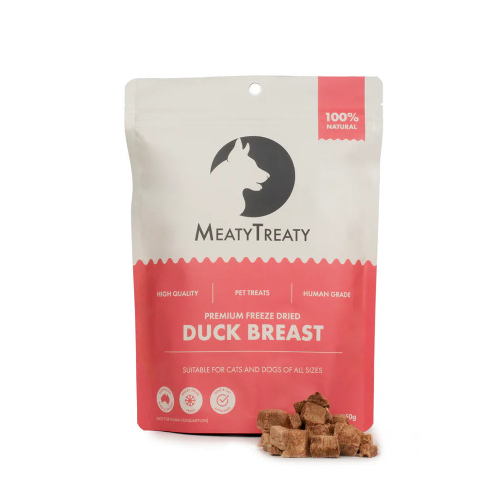 Meaty Treaty Freeze Dried Duck Breast Dog and Cat Treats 50g made from 100 percent Australian duck breast