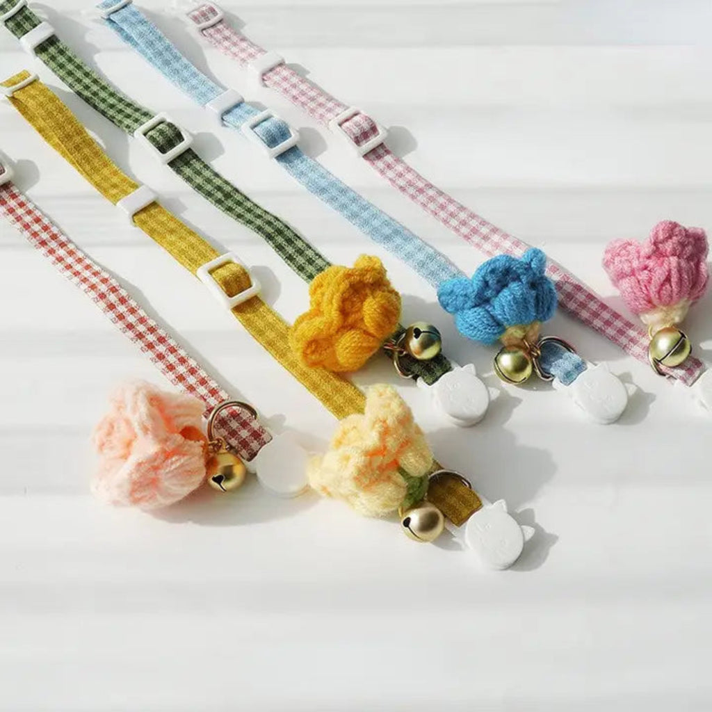 Mokka adjustable grid design pet collar with colourful webbing and breakaway buckle